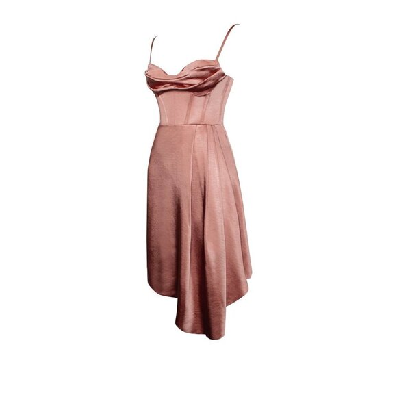 Brigid Coffee Satin Corset Dress - Picture 9 of 14